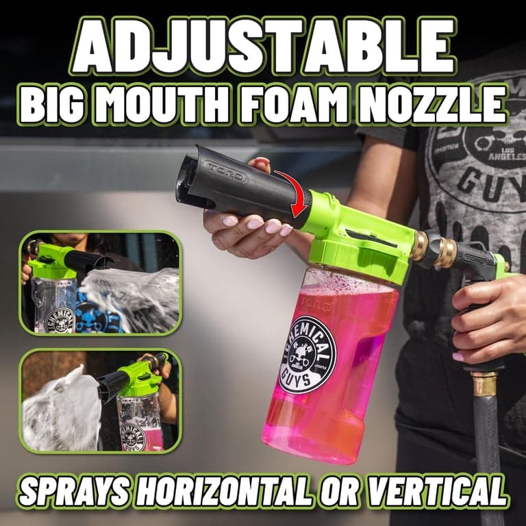 Chemical Guys, Kit de lavado de autos de 10 piezas con pistola de espuma | Pistola de espuma, balde y tres químicos de cuidado de 16 oz, funciona con cualquier manguera de jardín para una espuma espesa, suave y sin rayones - imagen 6
