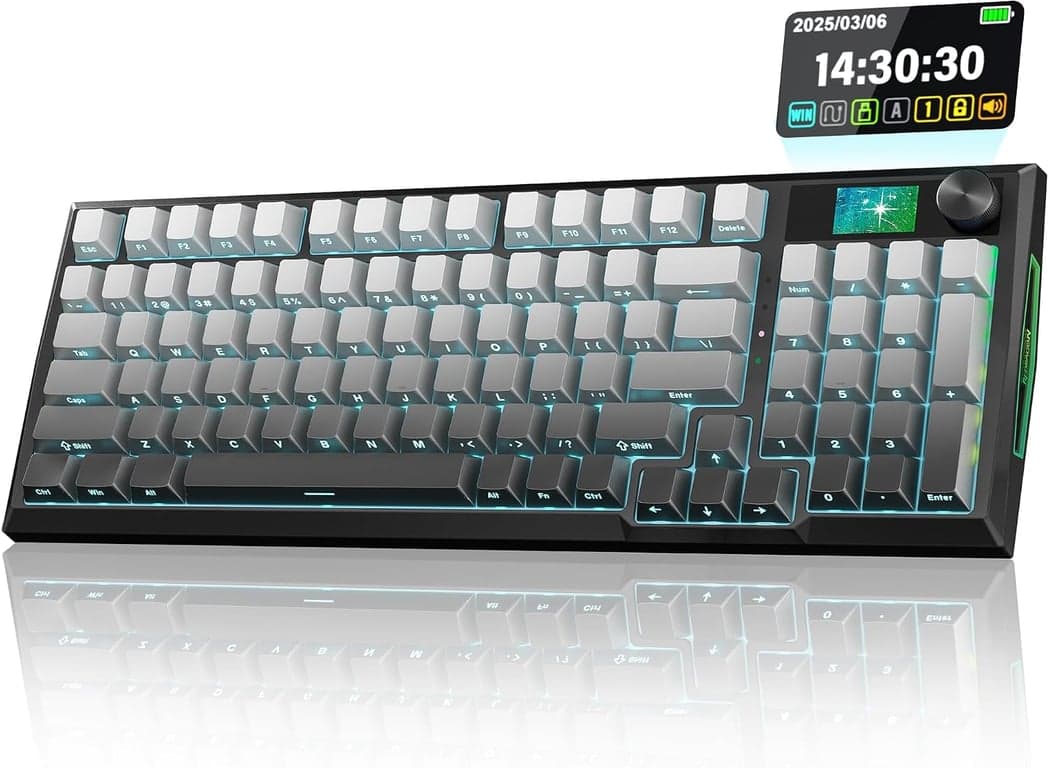 Teclado Mecánico Inalámbrico Redragon K725L con Pantalla y Perilla, Púrpura