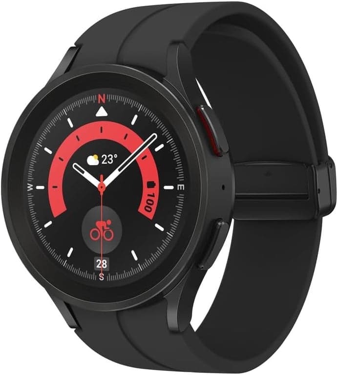 SAMSUNG Galaxy Watch 5 Pro (45mm,WIFI + 4G LTE) 1.4'' Super AMOLED Smartwatch GPS Bluetooth con entrenamiento del sueño, sensor bioactivo, resistente al agua R925U (paquete de cargador rápido, titanio negro) (renovado)