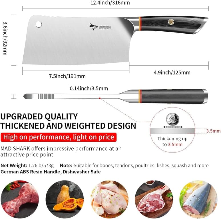 MAD SHARK Accesorio de cocina Guantes de silicona para horno y cuchillo de carnicero ideales para hornear en casa, cocinar y cortar huesos - imagen 6