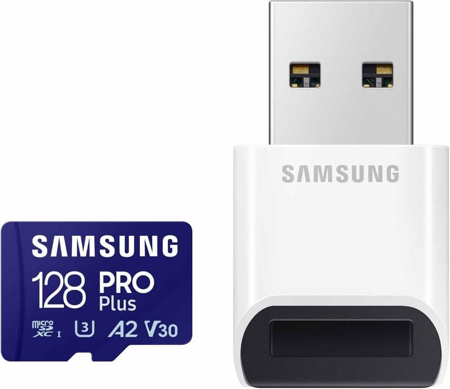 Tarjeta de memoria microSDXC Samsung PRO Plus de 128 GB + lector, hasta 180 MB/s