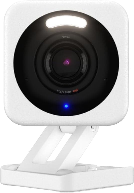 WYZE Cam v4 (modelo más reciente), cámara de seguridad con IA 2.5K, cámaras para interiores/exteriores para seguridad del hogar, monitor de bebé y cámara para mascotas, visión nocturna a color vibrante, no requiere suscripción