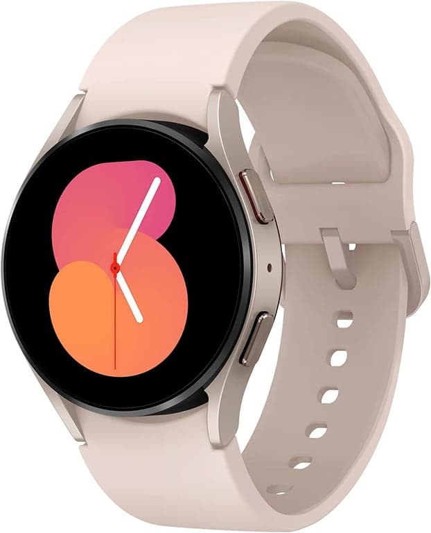 SAMSUNG Galaxy Watch 5 40mm Smartwatch Bluetooth con Rastreador Corporal, de Salud, de Ejercicio y de Sueño, Cristal de Zafiro, Rastreo GPS Mejorado, Versión de EE. UU., Bisel Rosa Dorado con Correa (Renovado)