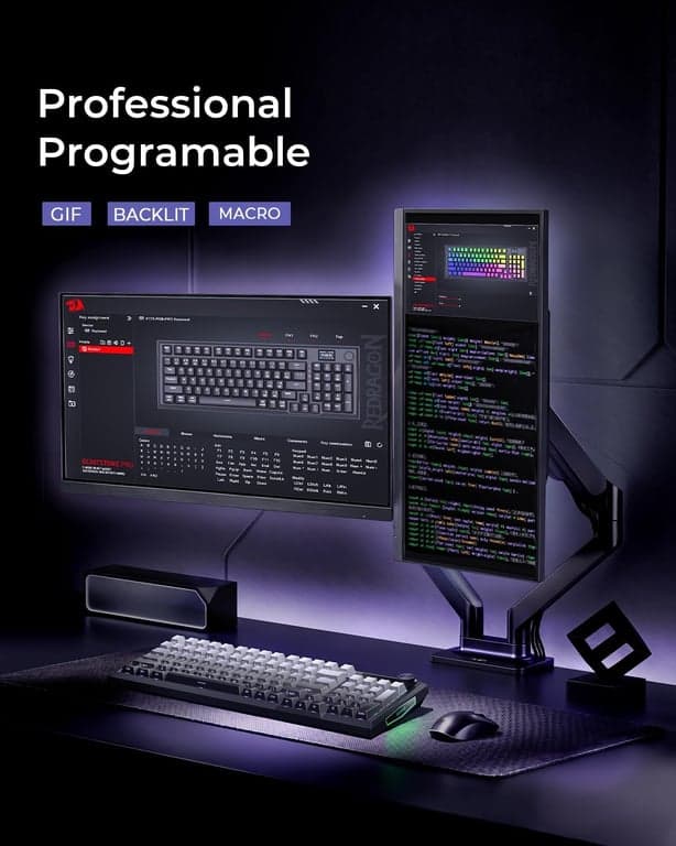 Teclado Mecánico Inalámbrico Redragon K725L con Pantalla y Perilla, Púrpura - imagen 5
