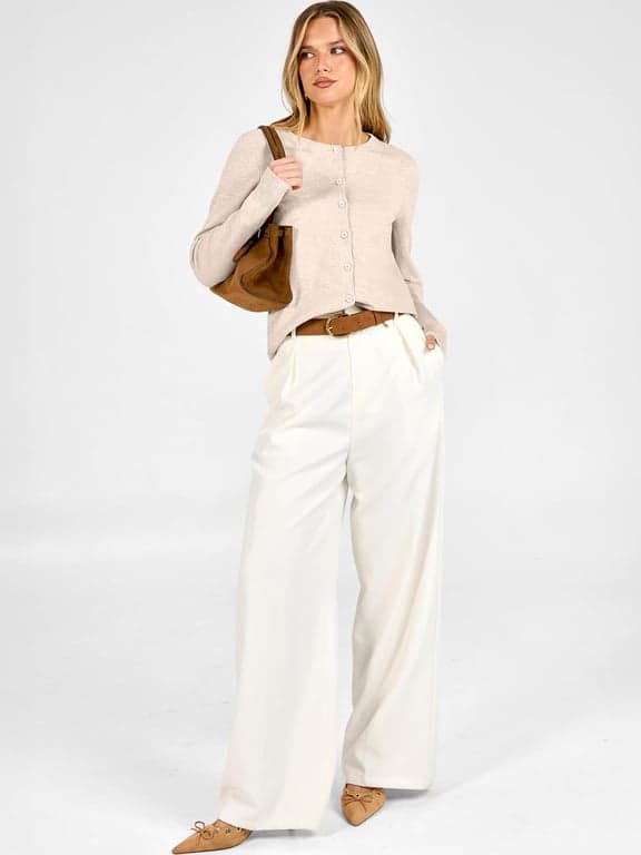 Cárdigans ligeros con botones para mujer ANRABESS | Moda de otoño, camisas de manga larga con cuello redondo, a rayas y lisas, atuendos casuales de negocios, viajes diarios a la oficina, ropa de capa de primavera - imagen 5