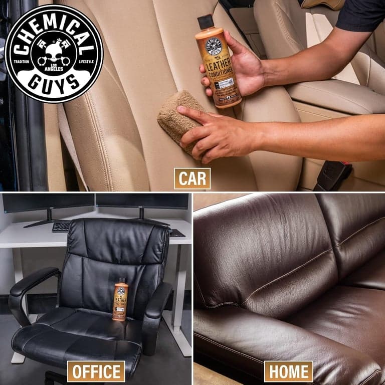Chemical Guys, Kit Limpiador y Acondicionador de Cuero para Autos y Hogar, 2 x 16 oz | de dos pasos limpia y luego acondiciona asientos, muebles, bolsos y botas, pH-balanceado para cuero natural y sellado - imagen 4