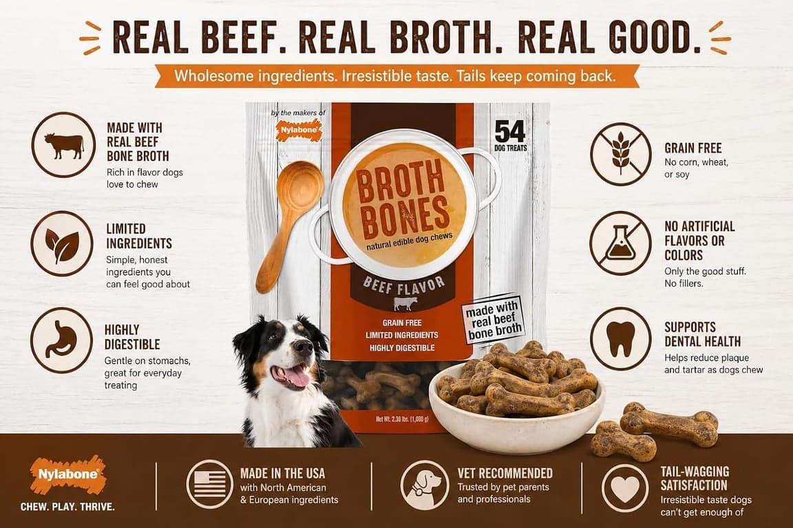 Premios para Perros Nylabone Beef Broth Bones (54 unidades netas), 2.38 Lb - imagen 4