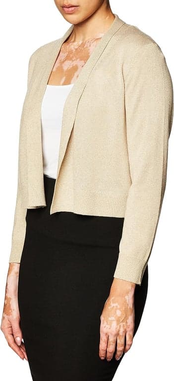 Cárdigan encogido de punto con frente abierto y manga 3/4 para mujer Calvin Klein - vista alternativa
