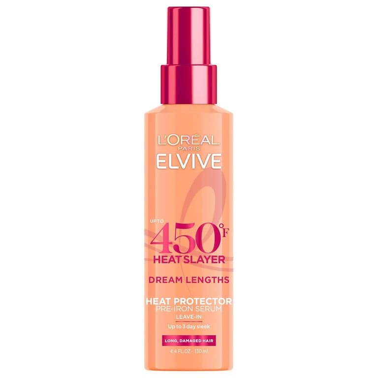 L'Oreal Paris Elvive Dream Lengths Heat Slayer Spray Pre-Planchado sin enjuague, 4.4 oz
