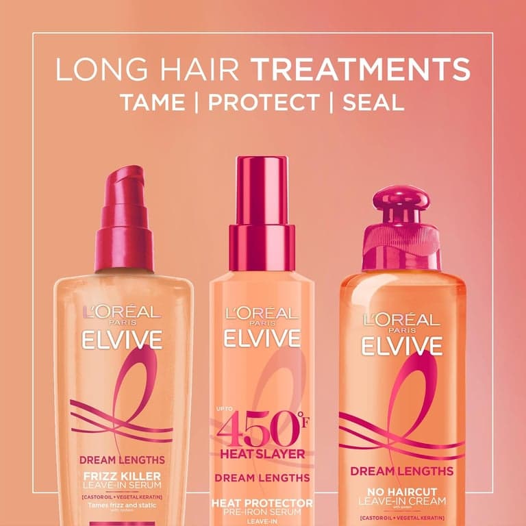 L'Oreal Paris Elvive Dream Lengths Heat Slayer Spray Pre-Planchado sin enjuague, 4.4 oz - imagen 6