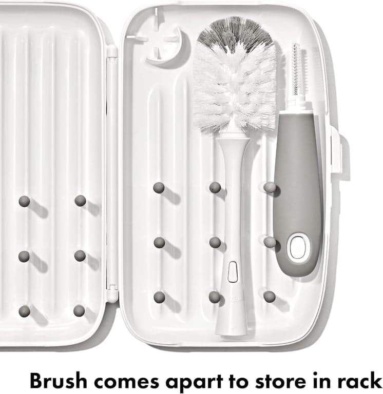 OXO Tot Escurridor de Biberones y Cepillo para Tamaño Viaje, Portátil, Gris - imagen 2