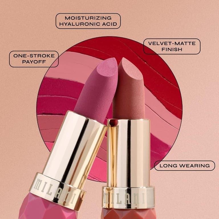 Milani Color Fetish Matte Lipstick para mujer Larga duración de labios - Peony - imagen 3