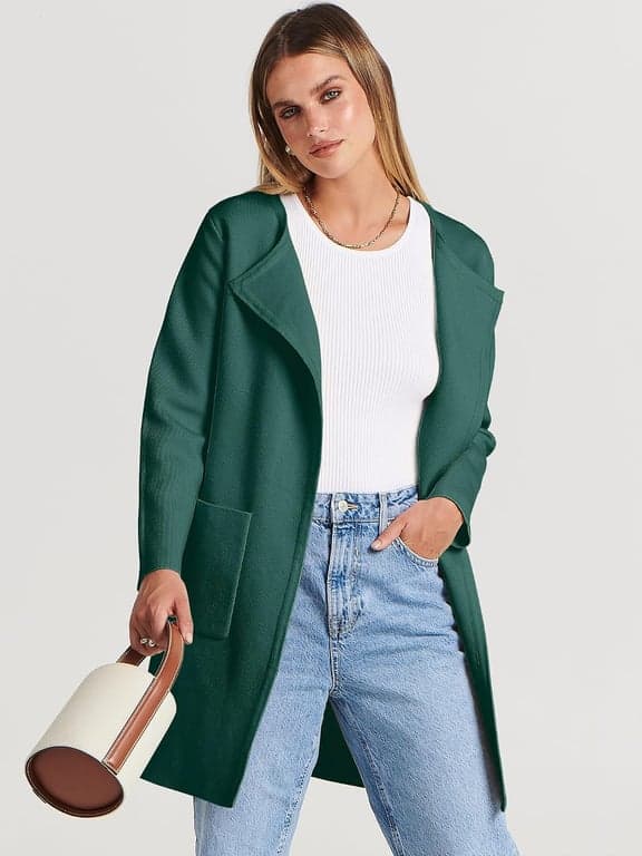 Suéter cárdigan ANRABESS para mujer, atuendos de otoño 2026 | Manga larga, frente abierto, largo medio, abrigo tipo chaqueta elegante, cárdigan de punto suave, ropa de trabajo casual de negocios, ropa de abrigo de invierno para viajes - imagen 2