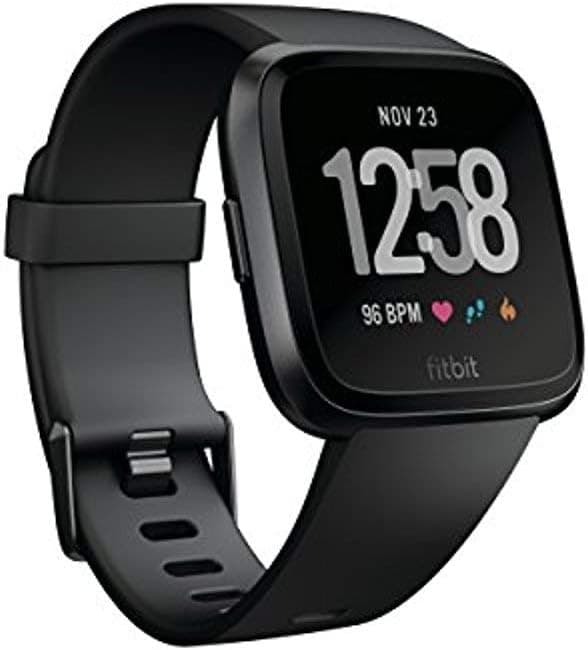 Reloj inteligente Fitbit Versa, Negro/Aluminio Negro, Talla única (Bandas S y L incluidas)