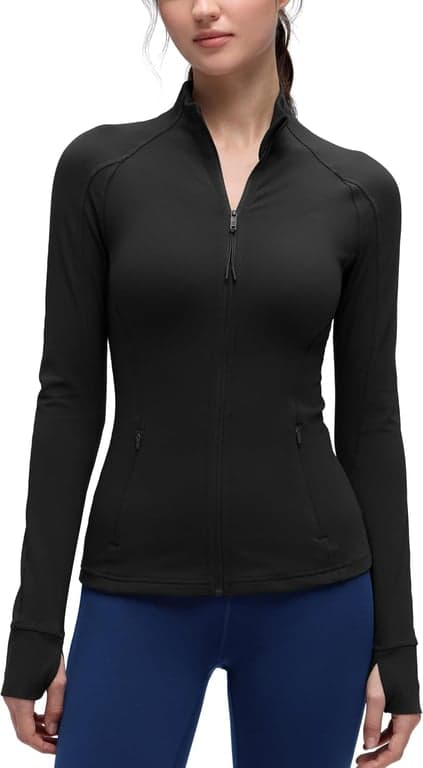 CRZ YOGA Butterluxe Jackets a la Cadera | Extremadamente Suave, Atlética, Ajuste Delgado, Cierre Completo, Bolsillos Laterales, Agujeros para Pulgares, para Mujer