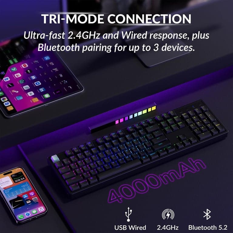 Teclado Keychron K10 HE 100% inalámbrico de efecto Hall, interruptor Lime Banana - vista alternativa