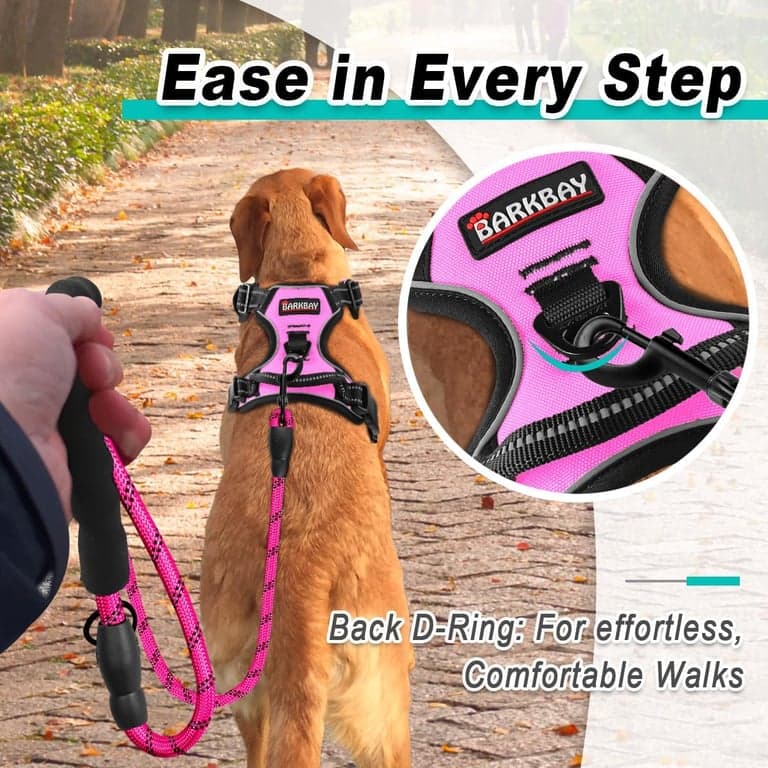 Arnés para perro BARKBAY para perro grande sin tirones, 2 clips para correa, chaleco para perro - imagen 2