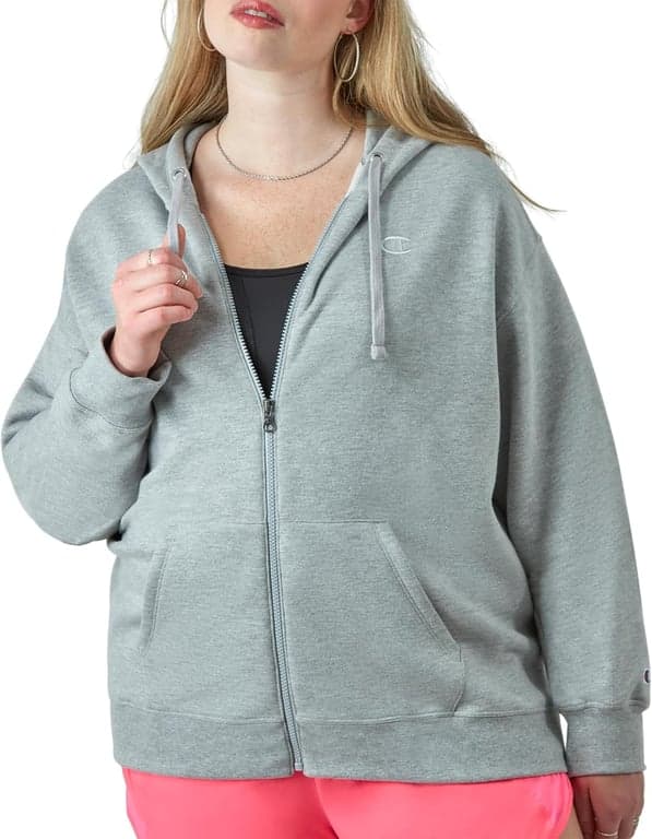 Sudadera con capucha y cremallera completa Champion para mujer, Powerblend, forro polar, sudadera con capucha para mujer (tallas grandes disponibles)