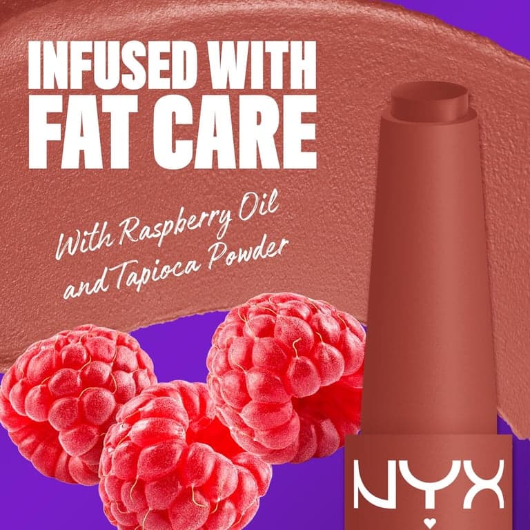 NYX PROFESSIONAL MAKEUP Lápiz Labial Fat Matte, Pigmentado, Suavizante y No Resecante, Maquillaje de Labios de Larga Duración, Vegano y Libre de Crueldad Animal - Rose Robe (Rosa Nude) - imagen 2