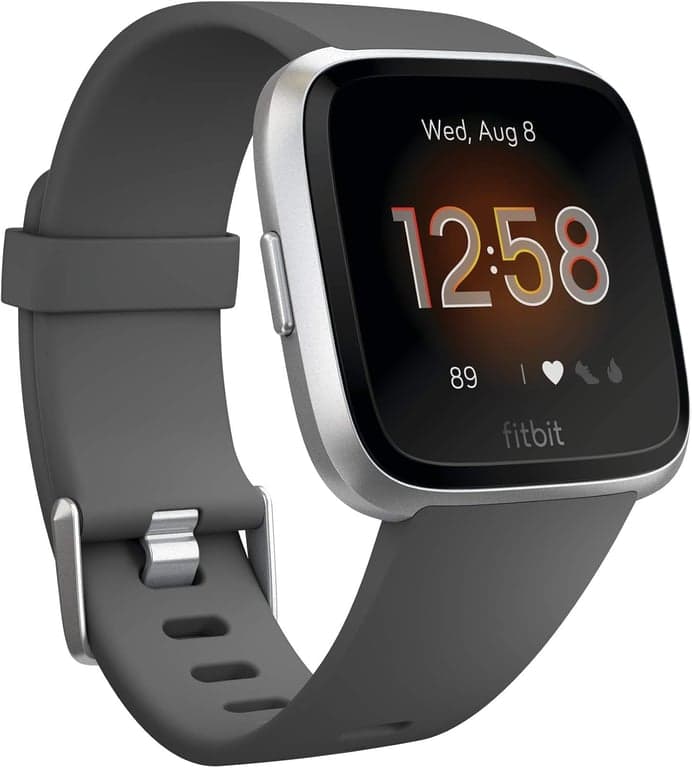 Smartwatch Fitbit Versa Lite, GPS, Aluminio Carbón/Plata, Talla Única (Bandas S y L Incluidas)