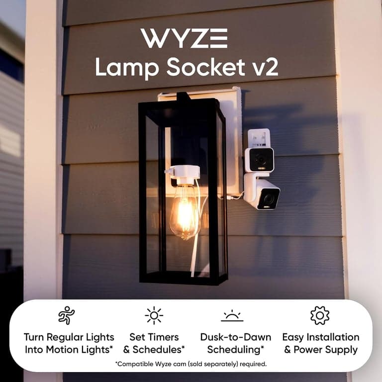 Adaptador de corriente Wyze Lamp Socket v2 para Cam v3/v3 Pro/ v4/OG/Pan v3/Pan v4 (cámara se vende por separado) - vista alternativa