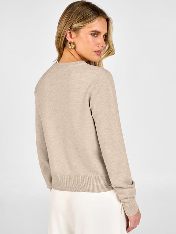 Suéteres tipo cárdigan ANRABESS para mujer 2026, atuendos de otoño | Suéter con botones, tejido suave de peso medio-ligero, cuello redondo de manga larga, ropa de capa clásica informal elegante para el trabajo - imagen 4