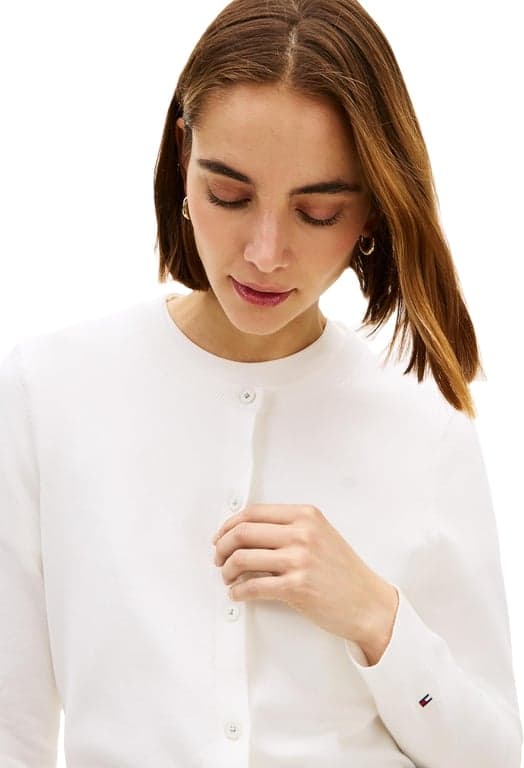 Tommy Hilfiger Women's Cotton Crew Neck Cardigan Sweater Lightweight Button Down Knit Cardigan - vista alternativa