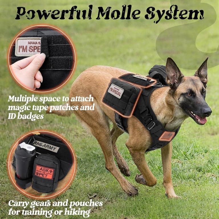rabbitgoo Arnés táctico para perros grandes, chaleco militar resistente sin tirones - imagen 4