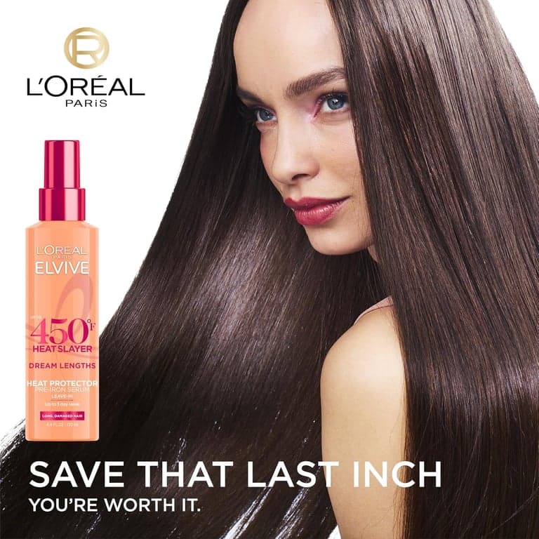 L'Oreal Paris Elvive Dream Lengths Heat Slayer Spray Pre-Planchado sin enjuague, 4.4 oz - imagen 2