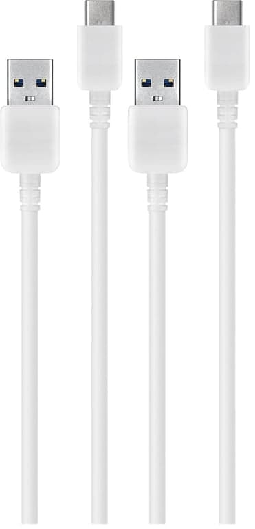 SAMSUNG EP-DN930CWEGUS Cable de sincronización y transferencia USB-C a USB-A, 1 metro, empaque minorista, blanco (paquete de 2)