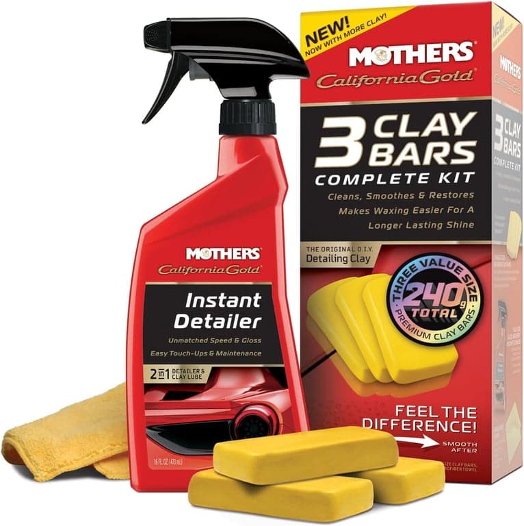 Mothers California Gold 3 Clay Bar Complete Kit, 3 barras de arcilla de 80 gramos, 07240 | Elimina contaminantes, restaura el brillo y la suavidad de la pintura