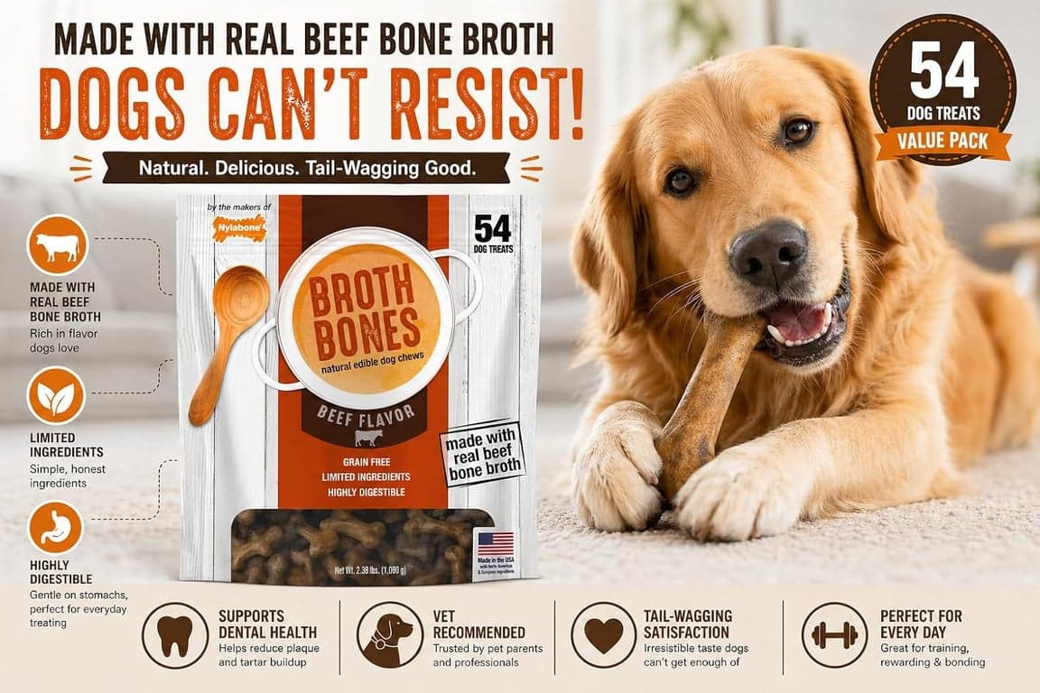 Premios para Perros Nylabone Beef Broth Bones (54 unidades netas), 2.38 Lb - imagen 5