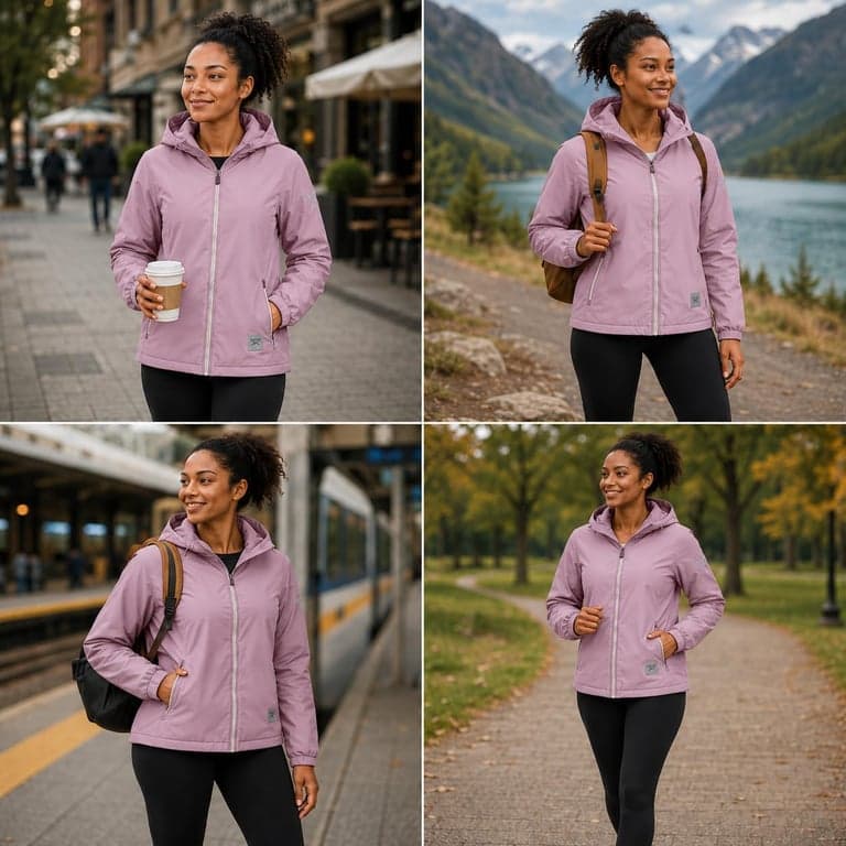 Reebok Womens Rain Jacket - Lightweight Full-Zip Coat with Hood & Pockets | Smooth Water-Resistant Woven Shell Blocks Wind & Drizzle, Breathable Layering for Commutes, Travel or Everyday Outdoor Wear - imagen 2