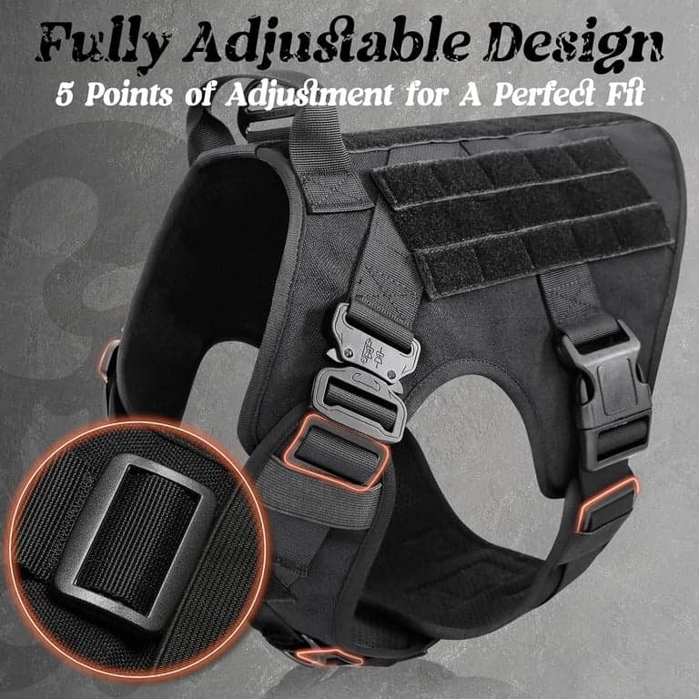rabbitgoo Arnés táctico para perros grandes, chaleco militar resistente sin tirones - imagen 6