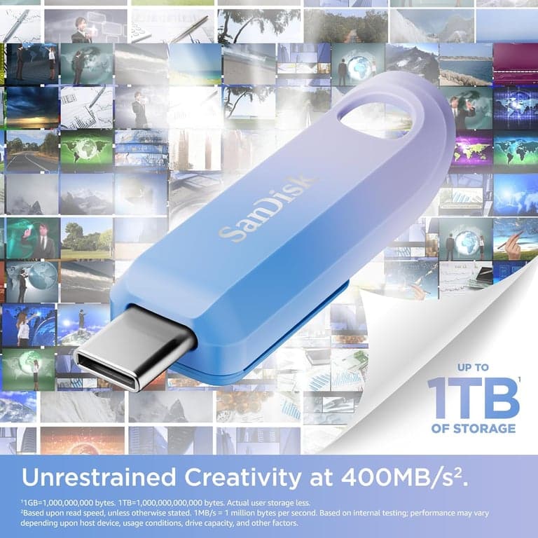 Memoria Flash USB-C SANDISK 256GB Creator - Hasta 400MB/s, USB Tipo-C - Compatible con Laptops y Tablets - 3 Meses de Adobe Lightroom Incluidos - SDCZ75C-256G-G46 - vista alternativa