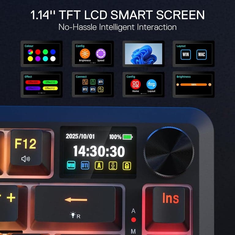 Teclado para juegos Redragon K724 PRO inalámbrico de 81 teclas con junta, pantalla TFT y perilla - imagen 2