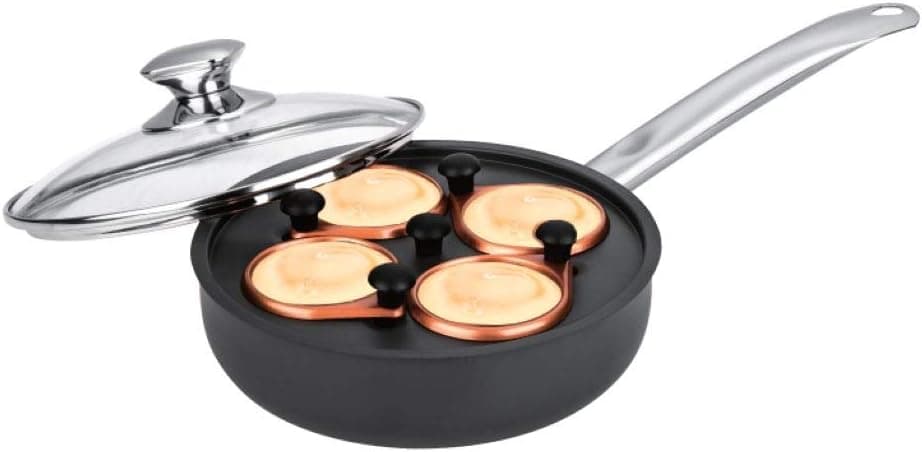 Escalfador de huevos de aluminio Alum 8in Cobre Antiadherente, Anodizado Duro, Fondo de Inducción, Gris