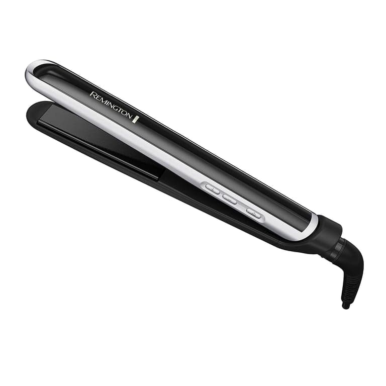 Plancha de pelo Remington Pearl Pro Ceramic, placas flotantes de 1 pulgada, negro/blanco