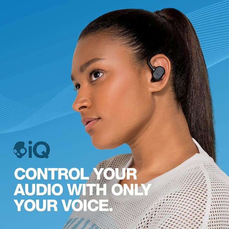 Audífonos Bluetooth intrauditivos inalámbricos Skullcandy Push Active True, úsalos con iPhone y Android con estuche de carga y micrófono, ideales para gimnasio, deportes y juegos, resistentes al agua y al polvo IP55 - Gris/Azul - imagen 2