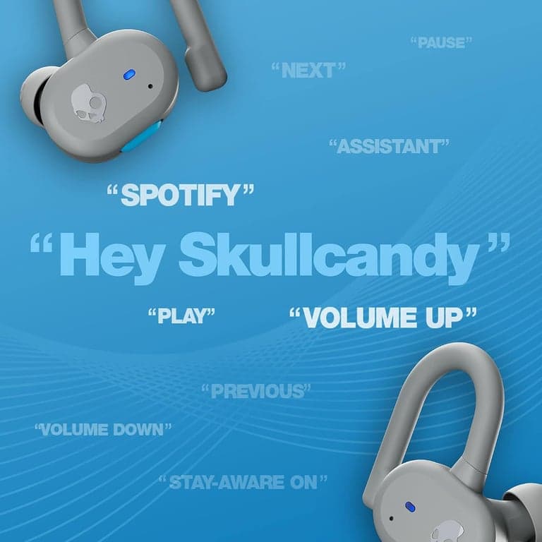 Audífonos Bluetooth intrauditivos inalámbricos Skullcandy Push Active True, úsalos con iPhone y Android con estuche de carga y micrófono, ideales para gimnasio, deportes y juegos, resistentes al agua y al polvo IP55 - Gris/Azul - imagen 3