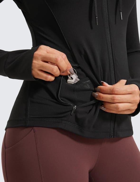 CRZ YOGA Butterluxe Chaquetas con Capucha a la Cadera | Extremadamente Suave, Atlética, Ajuste Delgado, Cremallera Completa, Ventilación de Malla Trasera, Bolsillos Laterales con Cremallera, Agujeros para Pulgares, para Mujer - imagen 2