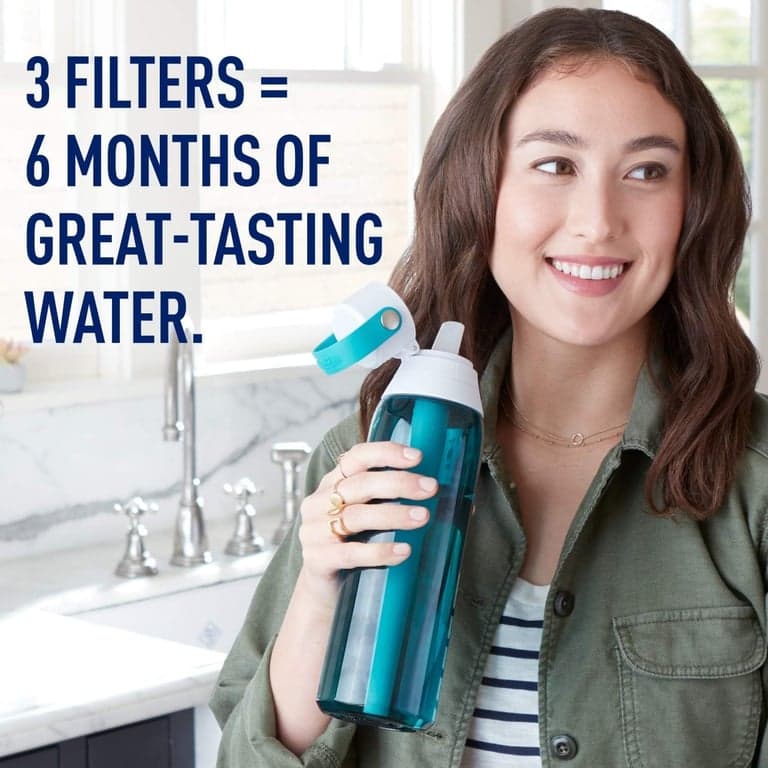 Brita Botella de agua filtrada aislada con pajilla y repuestos de filtro de agua - imagen 5