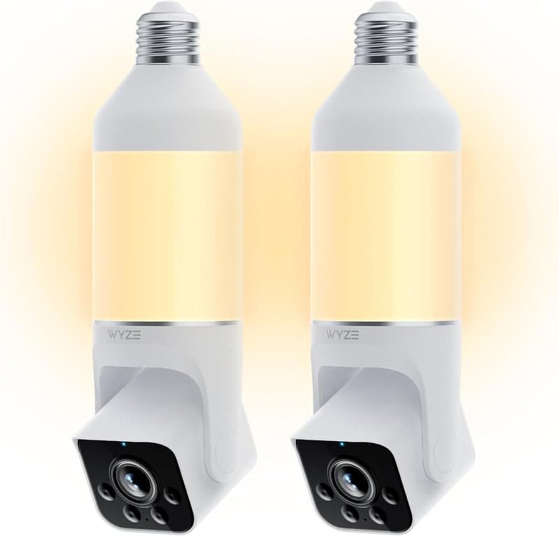 WYZE Bulb Cam - Cámara de seguridad inteligente 2K HD con forma de bombilla, paquete de 2