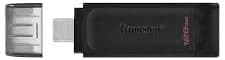Kingston DataTraveler 70 128GB Unidad flash USB-C portátil y ligera con velocidades USB 3.2 Gen 1 (DT70/128GBCR)