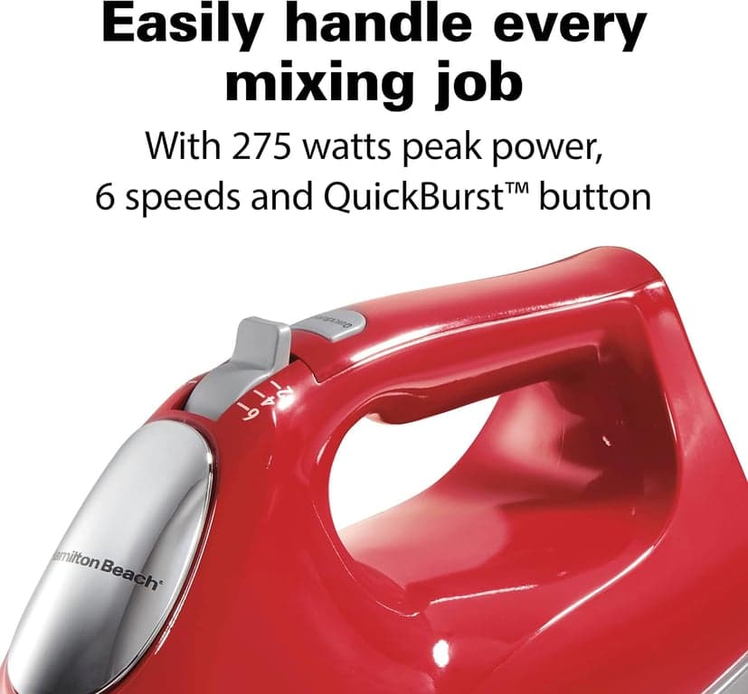 Batidora de mano eléctrica de 6 velocidades Hamilton Beach con QuickBurst y soporte para tazón - vista alternativa