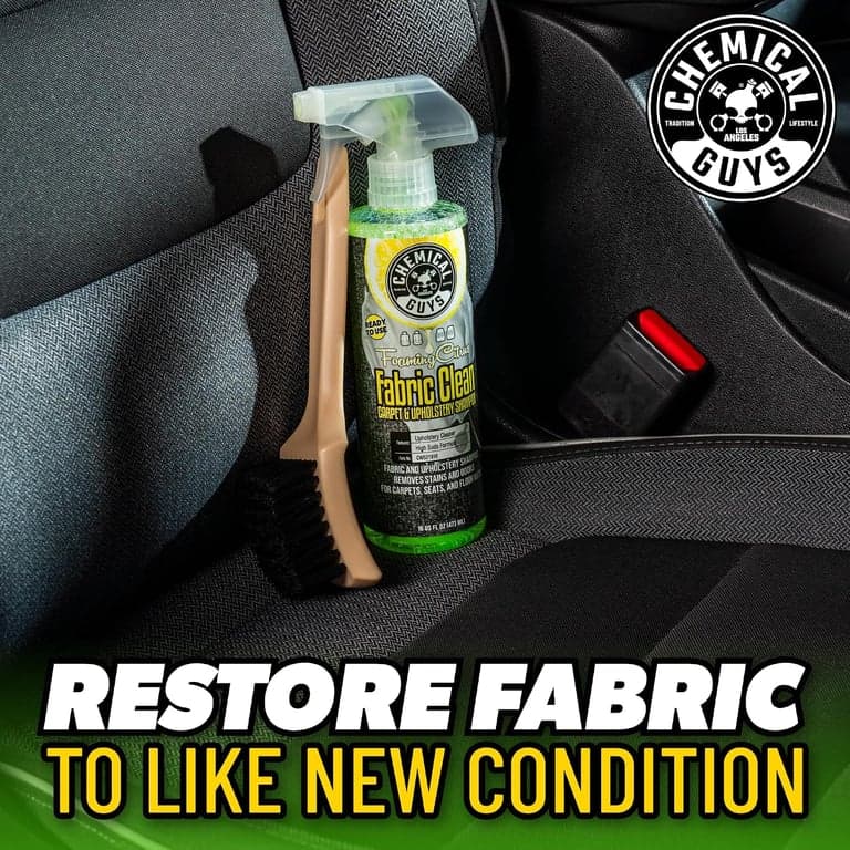 Chemical Guys, Spray Limpiador de Telas y Alfombras Cítrico con Kit de Cepillo, 16 oz | Con cepillo interior resistente y práctico, kit con aroma cítrico, spray para telas y kit combinado de cepillo interior, listo para uso inmediato - imagen 4