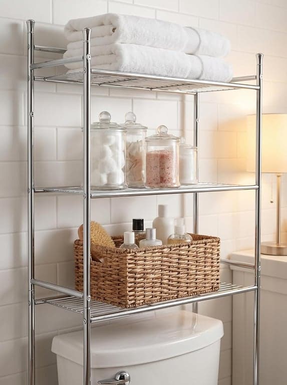 Honey-Can-Do Estante de almacenamiento para baño sobre el inodoro, acero, cromo, 3 niveles - imagen 4