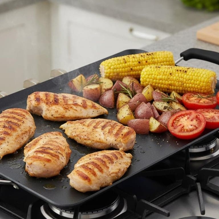 Hamilton Beach 19x11" Sartén Doble Antiadherente | Aluminio Negro con Mango Suave al Tacto | Fácil Limpieza, Cocina con Poco Aceite | Utensilios de Duraderos Multiusos - vista alternativa
