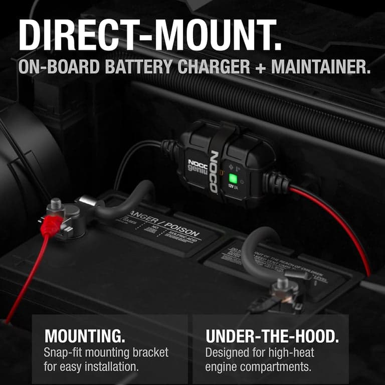 NOCO GENIUS2D: Cargador de batería inteligente a bordo de 2A 12V - Mantenedor automático de montaje directo, cargador de goteo y desulfatador con protección contra sobrecarga y compensación de temperatura – para baterías de plomo-ácido | Montaje directo, protección contra sobrecarga, desulfatador, compensación de temperatura, modo forzado, para plomo-ácido (húmedas, gel, AGM, SLA) - vista alternativa