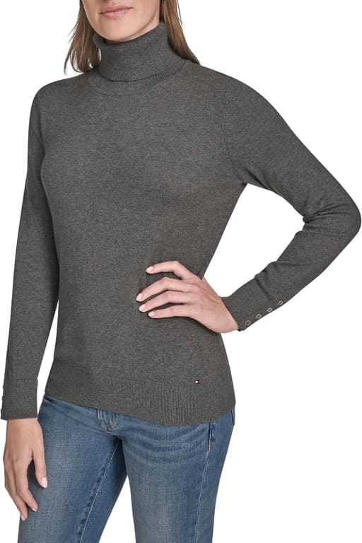 Suéter ligero de cuello alto de algodón para mujer Tommy Hilfiger - imagen 2